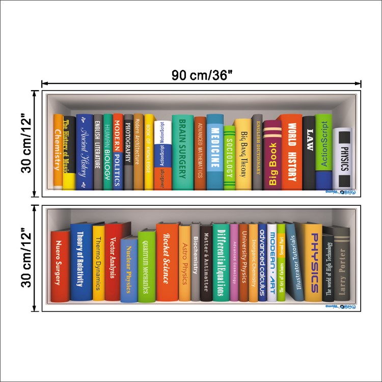 Bookcase Pattern Removable Wall Sticker Decal Playroom Bedroom Decoration-7