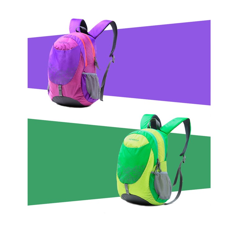 HEWOLF Grid Pattern Multi-Function Nylon Student School Bag Backpack Outdoor Travel Bag - Green-2