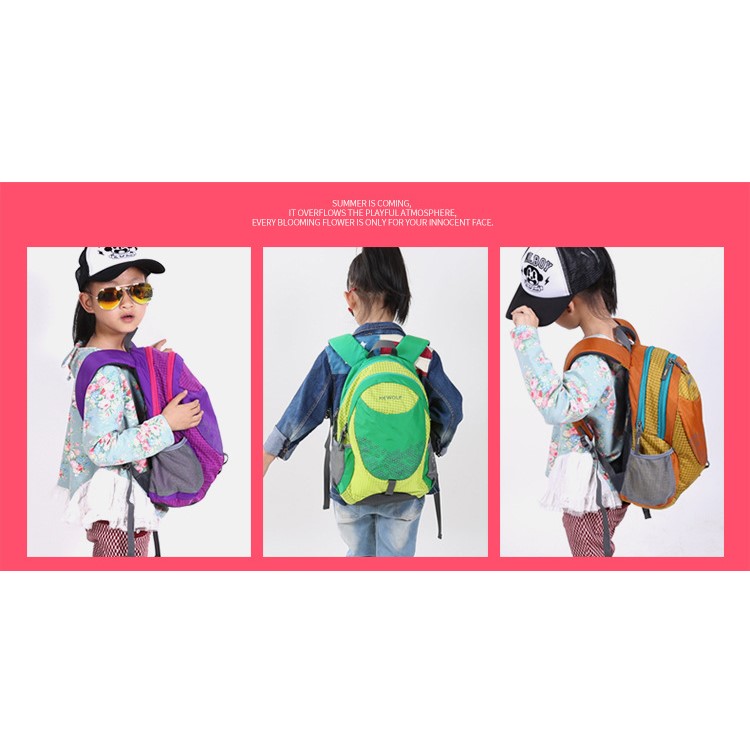 HEWOLF Grid Pattern Multi-Function Nylon Student School Bag Backpack Outdoor Travel Bag - Green-3