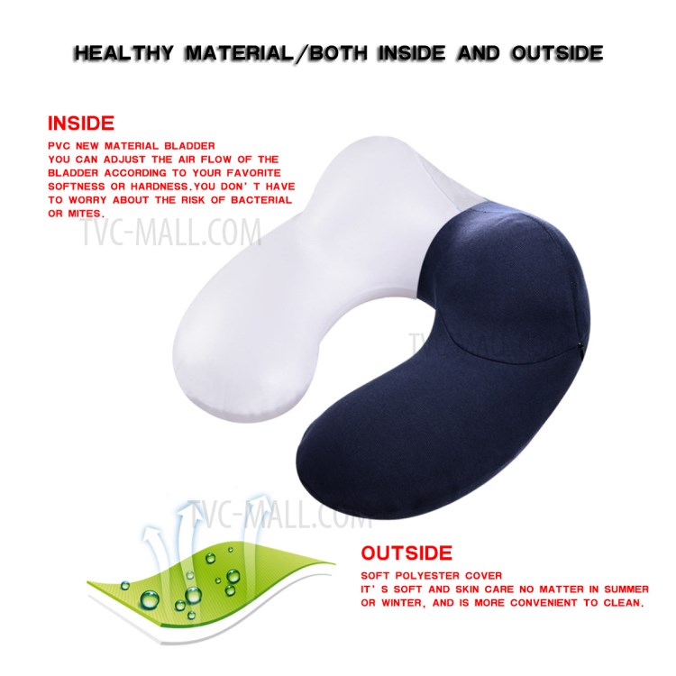 High Quality Memory Foam Neck Pillow with Hood Comfortable U Shaped Pillow - Blue-11