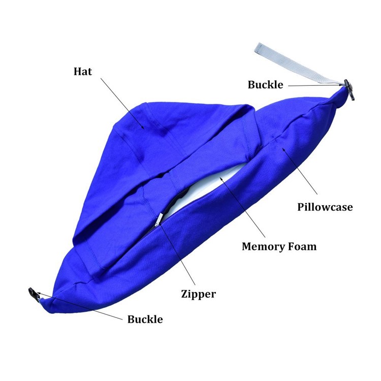 High Quality Memory Foam Neck Pillow with Hood Comfortable U Shaped Pillow - Blue-3