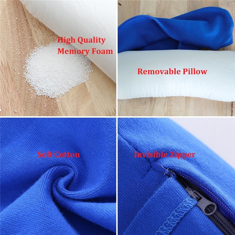 High Quality Memory Foam Neck Pillow with Hood Comfortable U Shaped Pillow - Blue-4