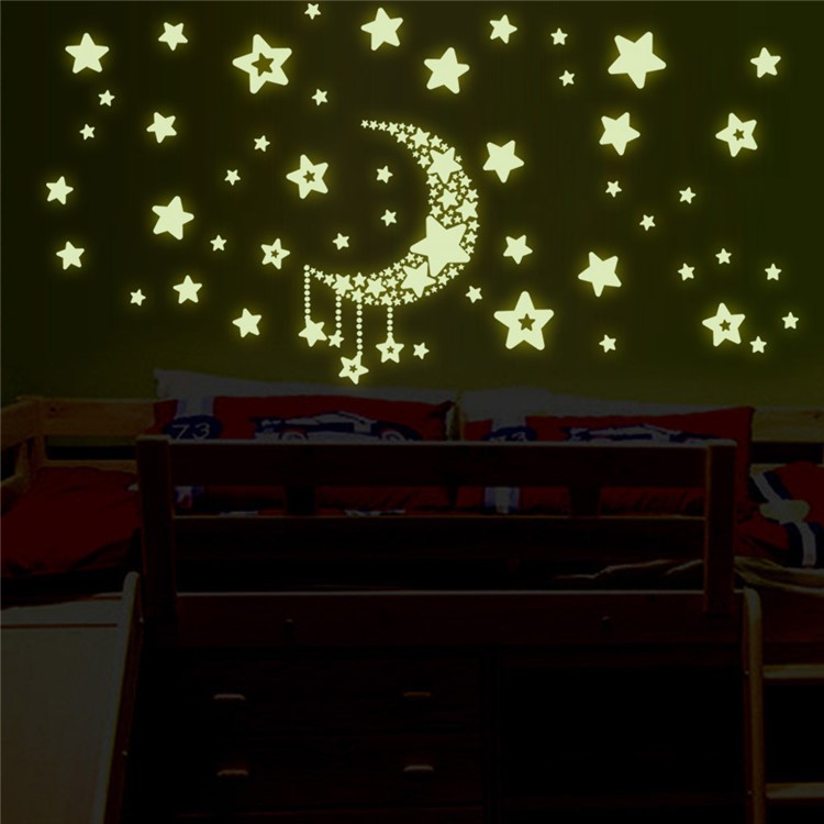 Colorful Moon Stars Noctilucent Sticker Window Furniture Decal Playroom Bedroom Living Room Decoration-3