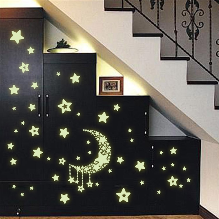 Colorful Moon Stars Noctilucent Sticker Window Furniture Decal Playroom Bedroom Living Room Decoration-4