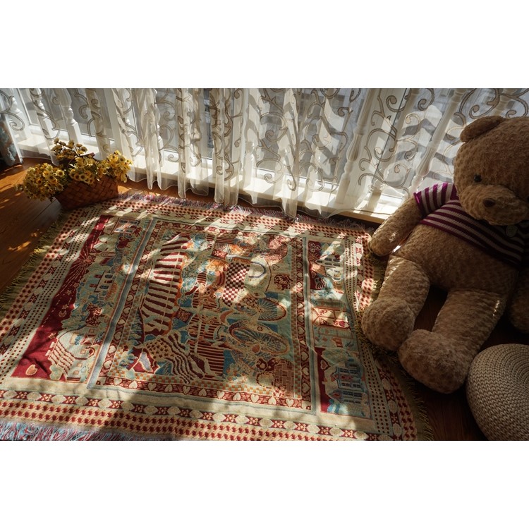 Cotton WarmThread Sofa Cover Blanket with Tassels 130 x 180cm - Tribal Pattern-3