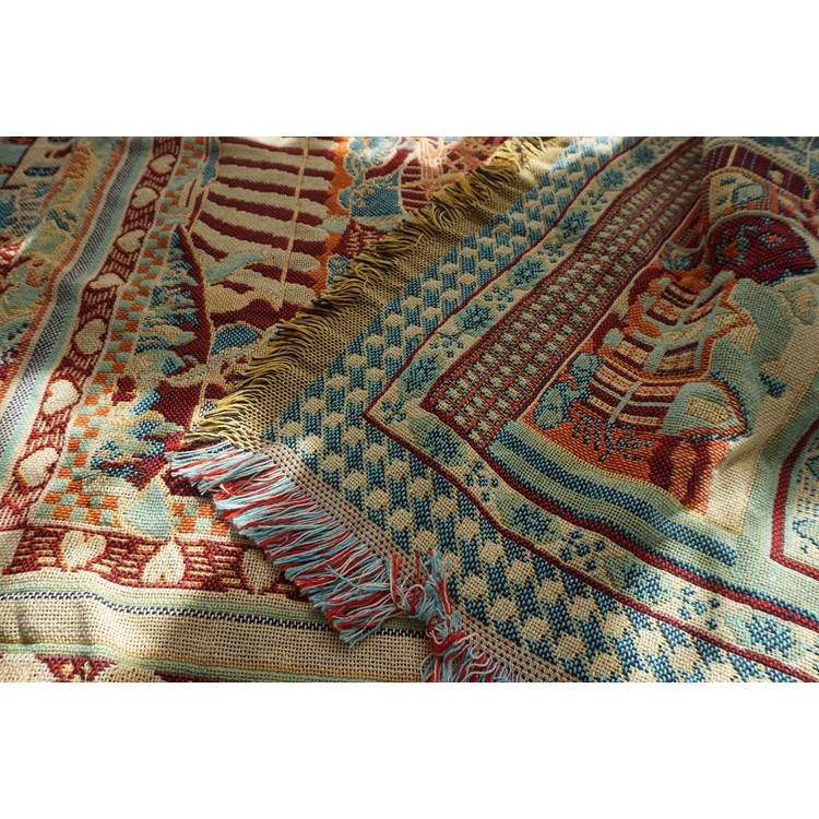 Cotton WarmThread Sofa Cover Blanket with Tassels 130 x 180cm - Tribal Pattern-4
