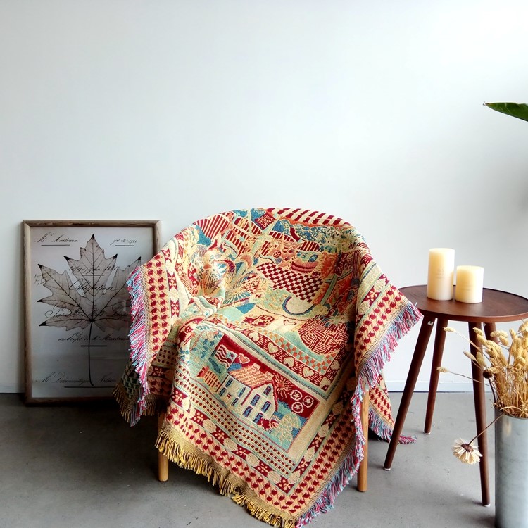 Cotton WarmThread Sofa Cover Blanket with Tassels 130 x 180cm - Tribal Pattern-8