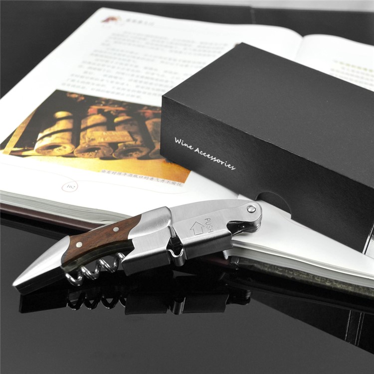 BY615 Rosewood Corkscrew Wine Bottle Opener Foil Cutter Knife-1