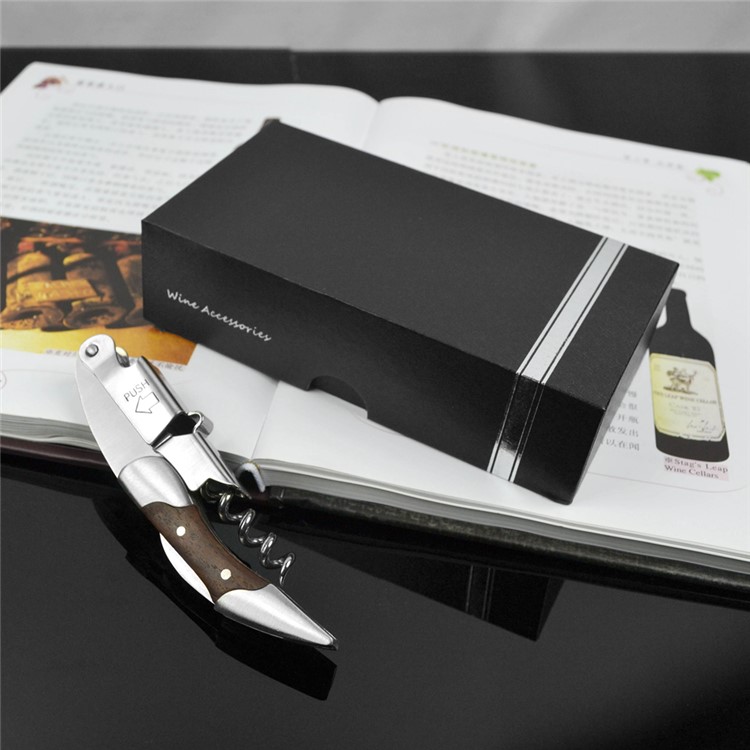 BY615 Rosewood Corkscrew Wine Bottle Opener Foil Cutter Knife-4