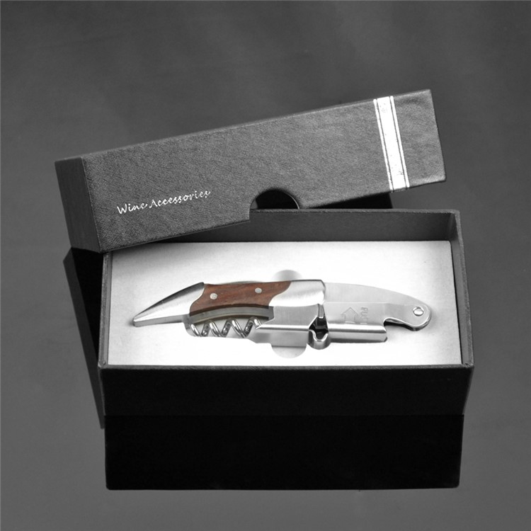BY615 Rosewood Corkscrew Wine Bottle Opener Foil Cutter Knife-5