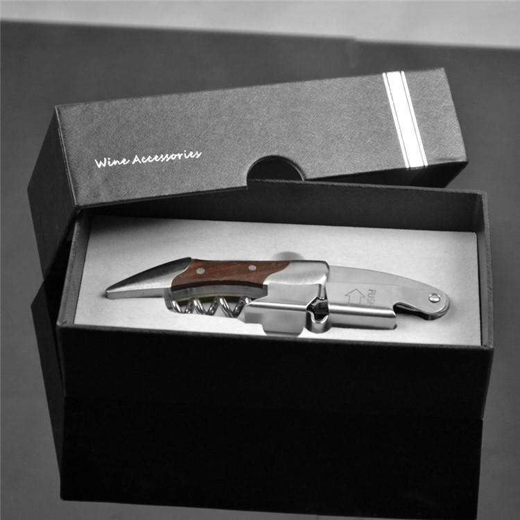 BY615 Rosewood Corkscrew Wine Bottle Opener Foil Cutter Knife-6