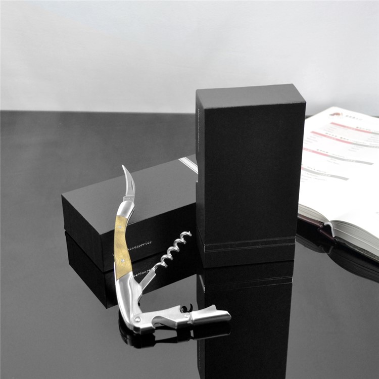 BY616 Premium Shadow Wood Stainless Steel Corkscrew Beer and Wine Opener-11