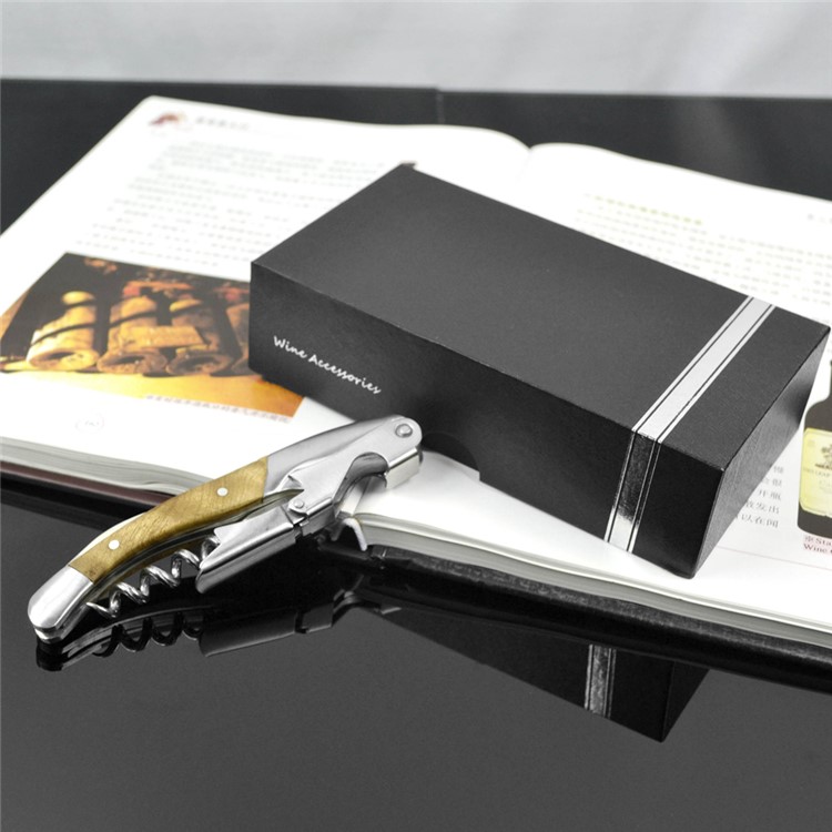 BY616 Premium Shadow Wood Stainless Steel Corkscrew Beer and Wine Opener-2