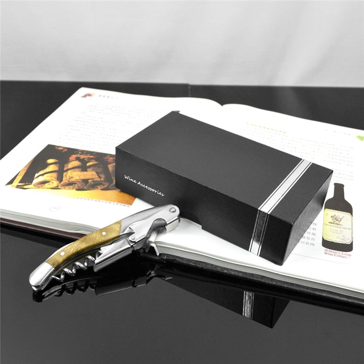 BY616 Premium Shadow Wood Stainless Steel Corkscrew Beer and Wine Opener-3