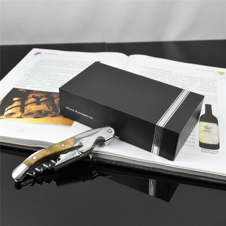 BY616 Premium Shadow Wood Stainless Steel Corkscrew Beer and Wine Opener-5