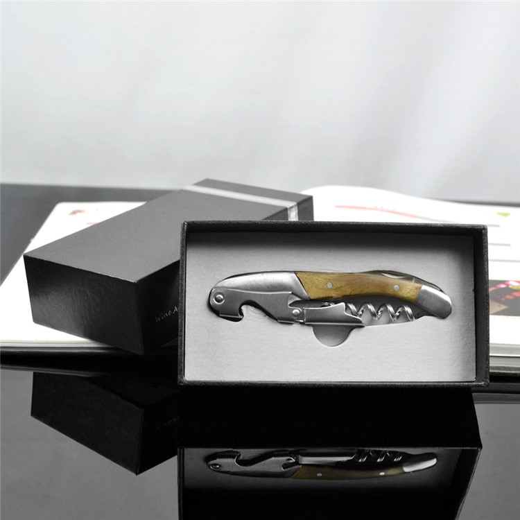 BY616 Premium Shadow Wood Stainless Steel Corkscrew Beer and Wine Opener-8