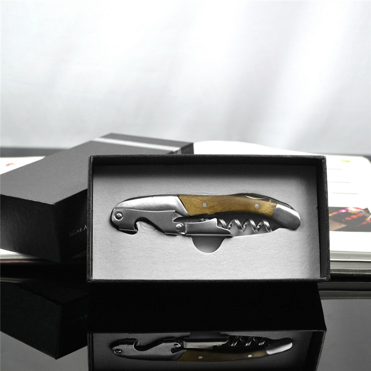 BY616 Premium Shadow Wood Stainless Steel Corkscrew Beer and Wine Opener-9