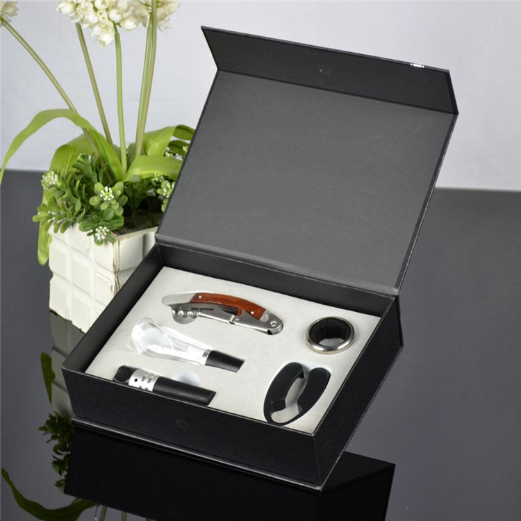BY609 5 in 1 Rosewood Corkscrew Wine Bottle Opener Knife + Wine Ring + Foil Cutter + Wine Aerator Pourer + Vacuum Bottle Stopper Kit-3