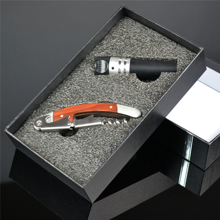 BY611 2PCS Premium Rosewood Wood Stainless Steel Beer and Wine Opener with Vacuum Pump Corkscrew Kit-2