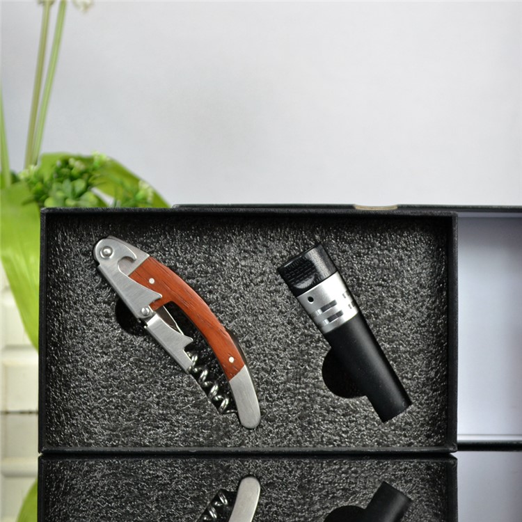 BY611 2PCS Premium Rosewood Wood Stainless Steel Beer and Wine Opener with Vacuum Pump Corkscrew Kit-5