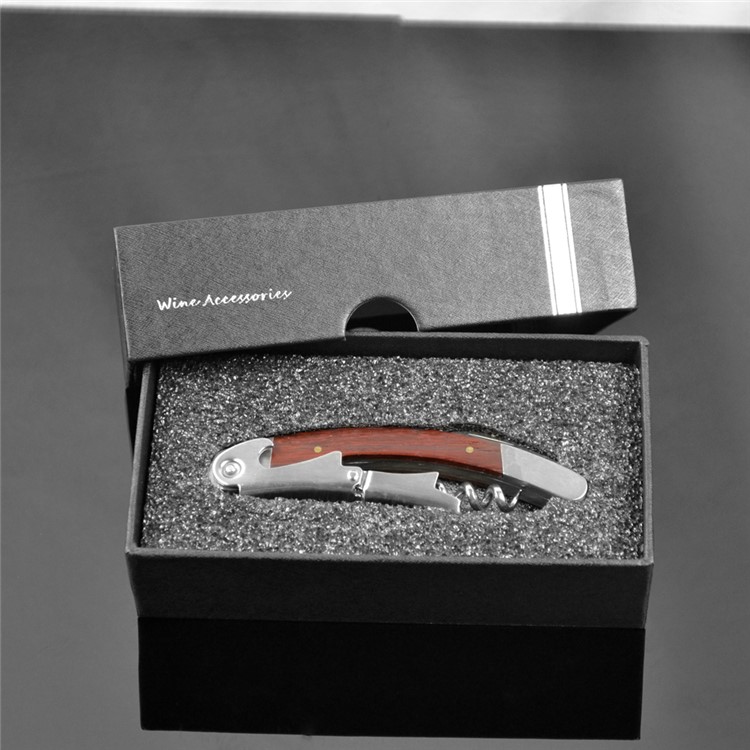 BY612 3-in-1 Premium Rosewood Wood Stainless Steel Corkscrew Beer and Wine Opener-4