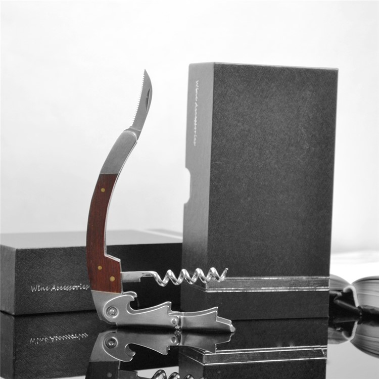 BY612 3-in-1 Premium Rosewood Wood Stainless Steel Corkscrew Beer and Wine Opener-6
