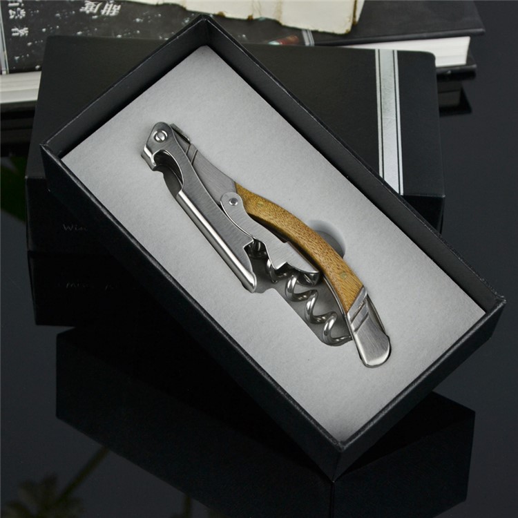 BY633 Premium Natural Wood Stainless Steel Corkscrew Beer and Wine Opener-3