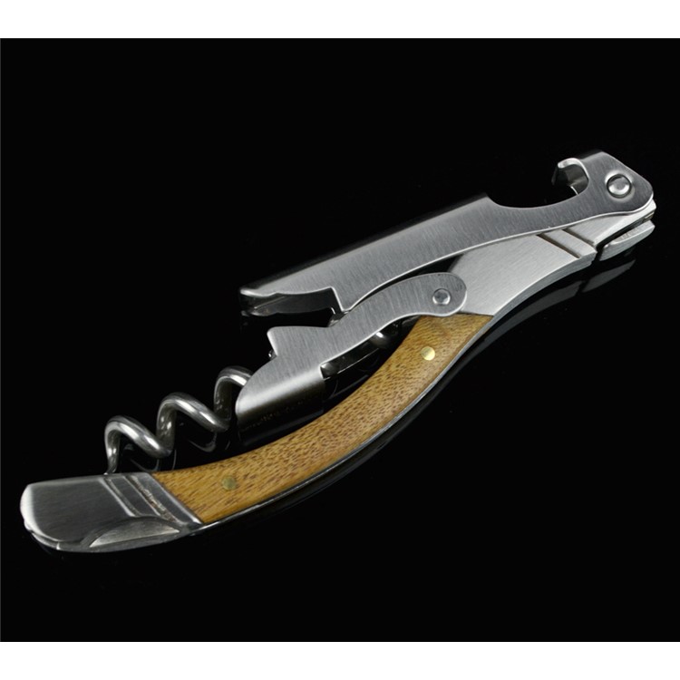 BY633 Premium Natural Wood Stainless Steel Corkscrew Beer and Wine Opener-5