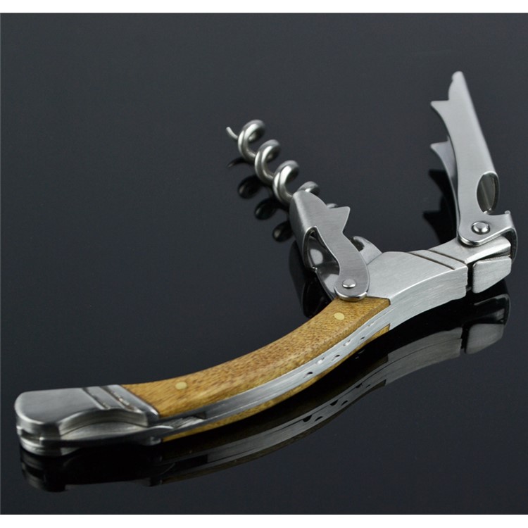 BY633 Premium Natural Wood Stainless Steel Corkscrew Beer and Wine Opener-6