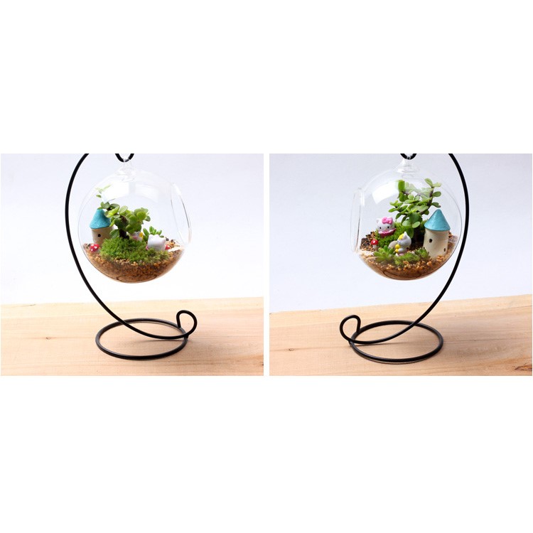 10PCS Eisen-hängender Standplatz-Halter-Kerze-Halter-Kerzenhalter für Glasball-Laterne-Licht - Schwarz-10