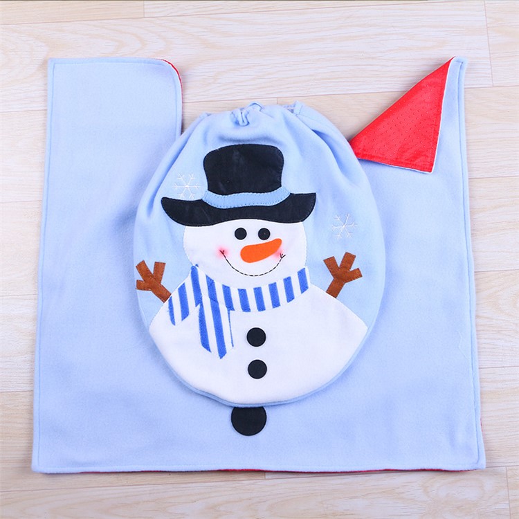 Snowman Toilet Seat Cover and Rug Bathroom Set Christmas Decorations-2