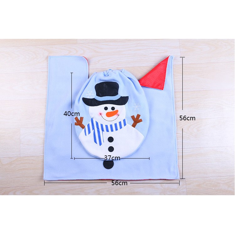 Snowman Toilet Seat Cover and Rug Bathroom Set Christmas Decorations-7