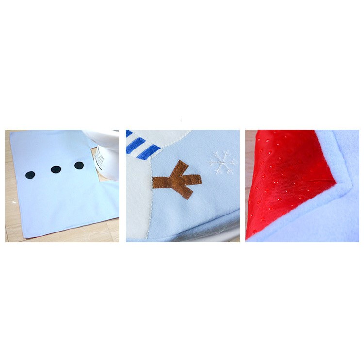 Snowman Toilet Seat Cover and Rug Bathroom Set Christmas Decorations-9