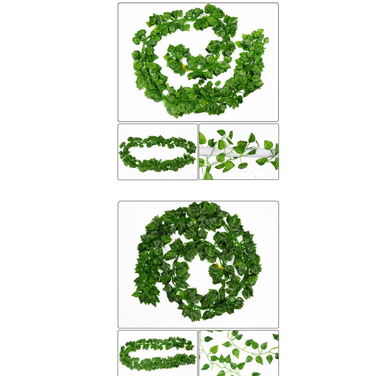 12Pcs Artificial Ivy Vine Watermelon Begonia Scindapsus Grapes Fake Evergreen Leaves - Watermelon Leaves-2