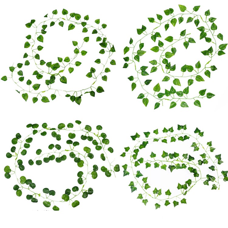 12Pcs Artificial Ivy Vine Watermelon Begonia Scindapsus Grapes Fake Evergreen Leaves - Watermelon Leaves-3