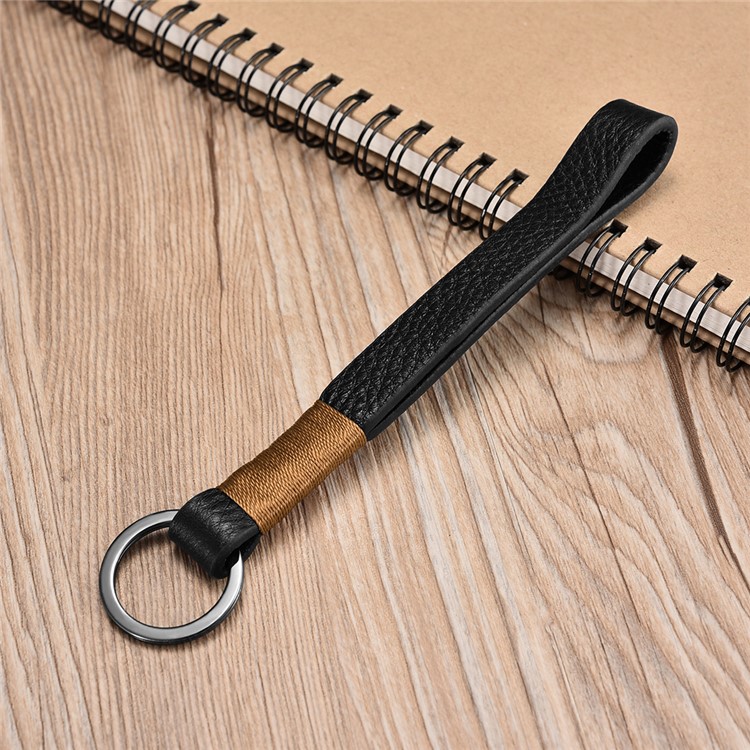 ICARER Luxury Genuine Leather Metal Key Ring Key Chain - Black-1
