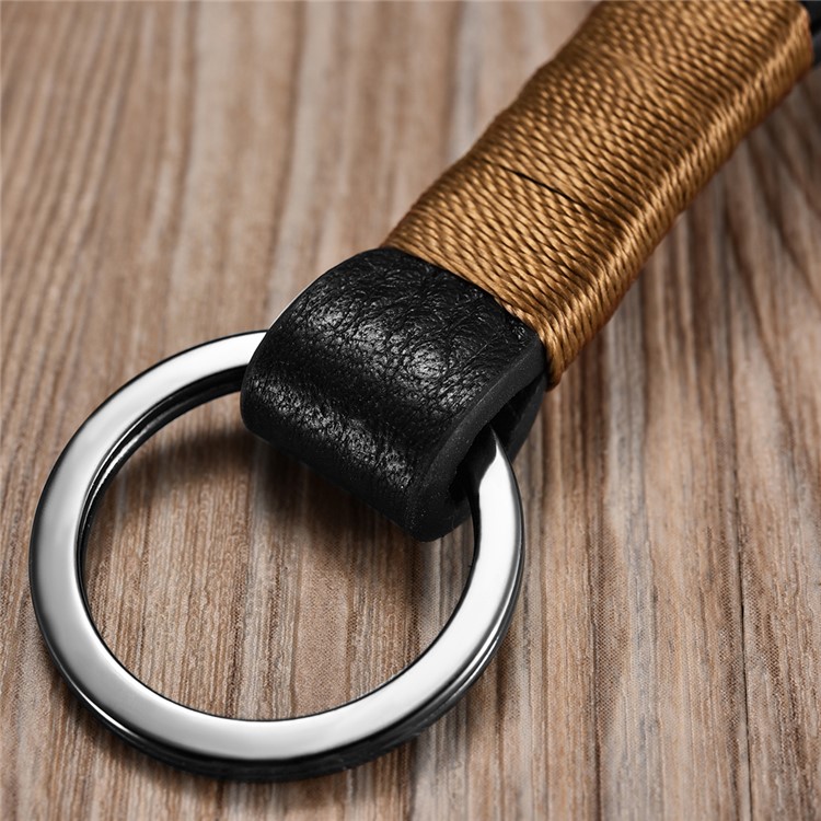 ICARER Luxury Genuine Leather Metal Key Ring Key Chain - Black-2