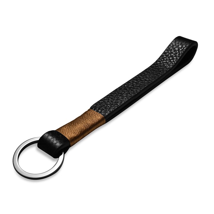 ICARER Luxury Genuine Leather Metal Key Ring Key Chain - Black-4