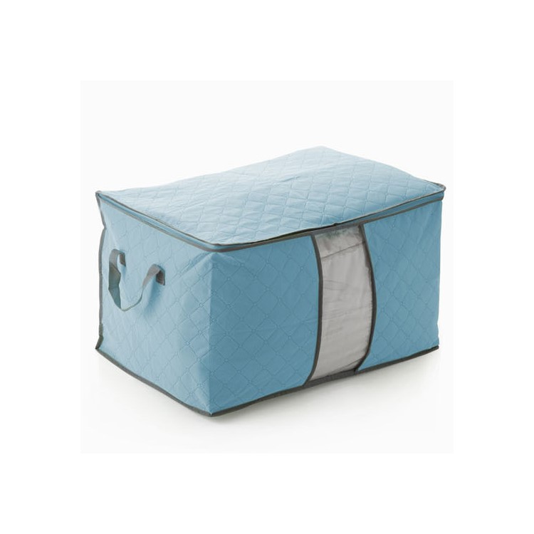 2Pcs Bamboo Charcoal Durable Foldable Clothes Quilt Pillow Blanket Storage Bags 60x42x36cm - Blue-2
