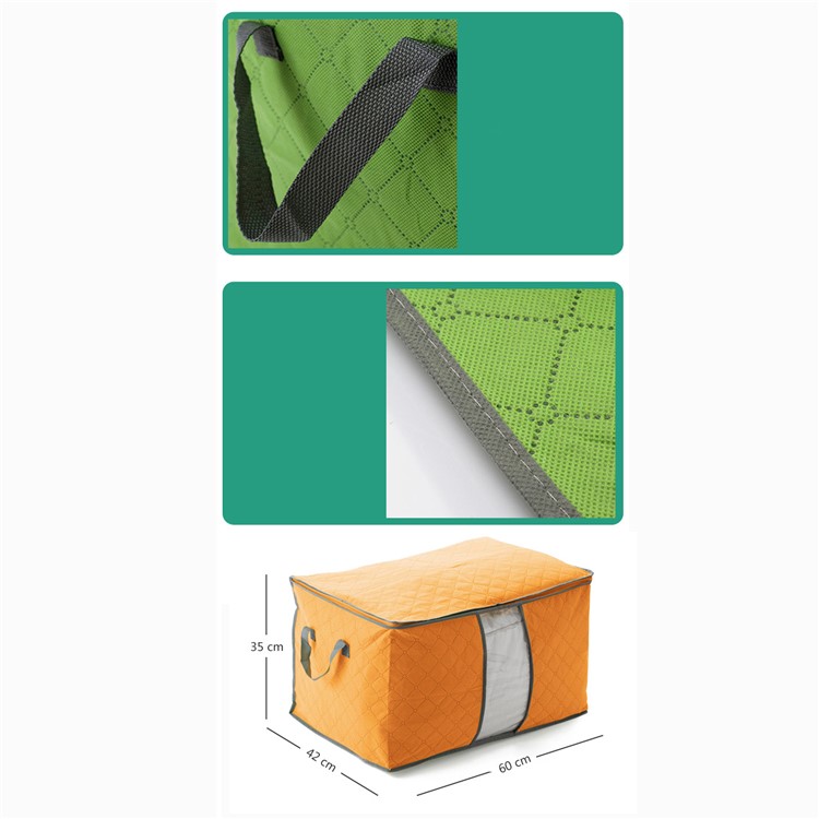 2Pcs Bamboo Charcoal Durable Foldable Clothes Quilt Pillow Blanket Storage Bags 60x42x36cm - Blue-6