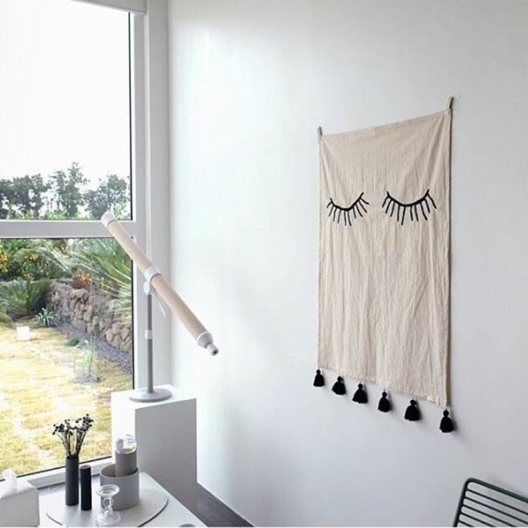 Cotton Line Eyelash Tassel Hanging Cloth Wall Home Decor 50 x 70cm-3