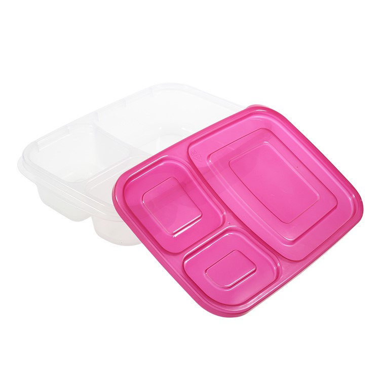 7PCS/Lot 3 Compartments Lunch Box Container Reusable Food Container-11