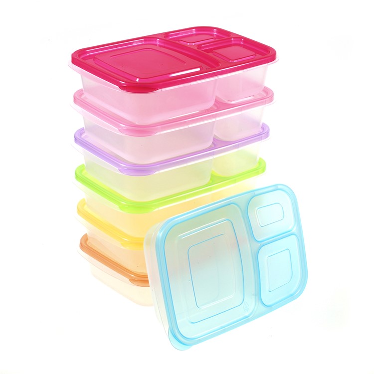 7PCS/Lot 3 Compartments Lunch Box Container Reusable Food Container-2