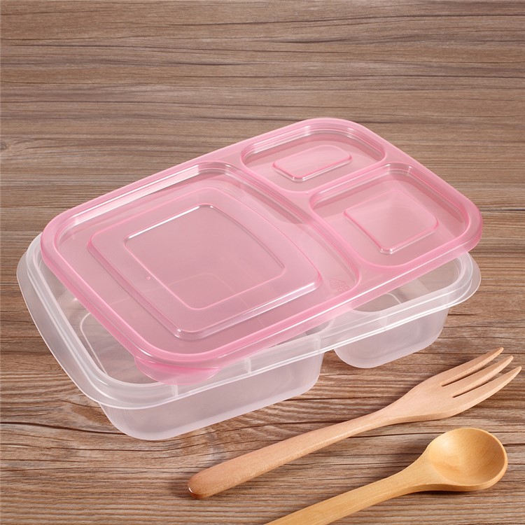 7PCS/Lot 3 Compartments Lunch Box Container Reusable Food Container-4