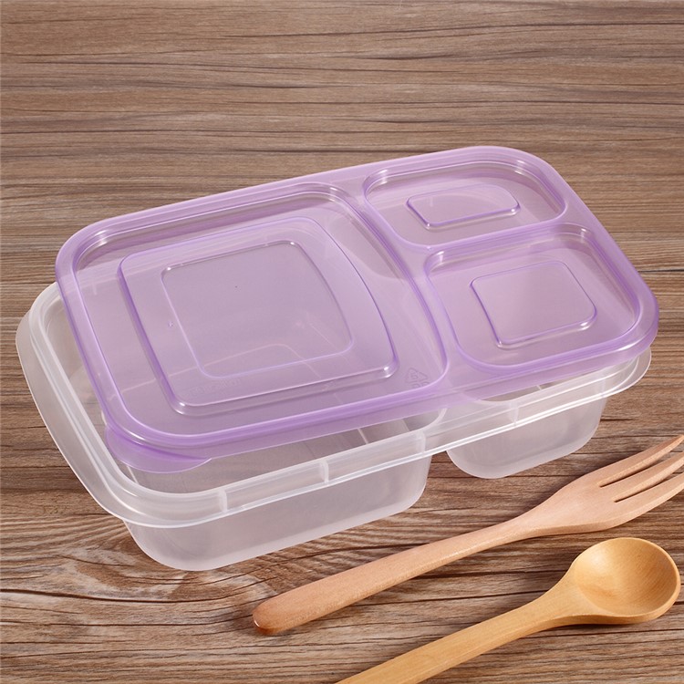 7PCS/Lot 3 Compartments Lunch Box Container Reusable Food Container-9