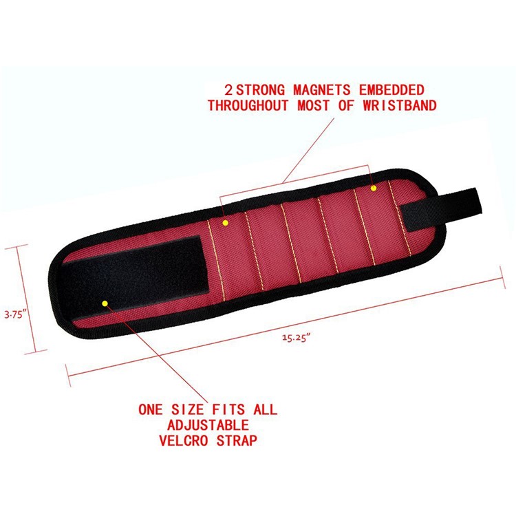 Magnetic Wristband with 2 Strong Magnets for Holding Tools, Screws, Nails, Bolts, Drilling Bits-2
