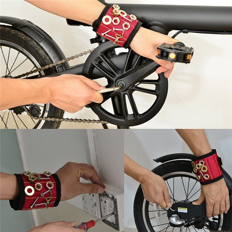 Magnetic Wristband with 2 Strong Magnets for Holding Tools, Screws, Nails, Bolts, Drilling Bits-5