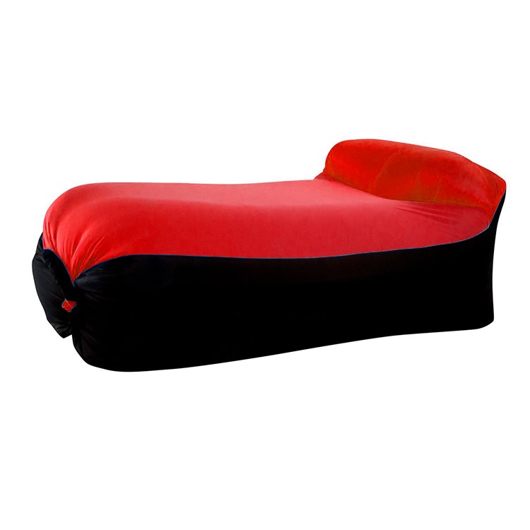 Portable Inflatable Lounger Air Sofa Chair with U-shape Neck Pillow for Camping Hiking Beach - Red-1