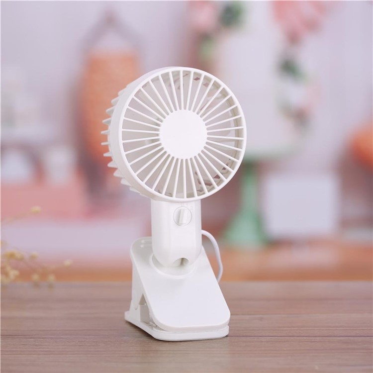Portable Double Turn Leaves Fan USB Table Stand Fan 2-Speed Wind Adjustable - White-2