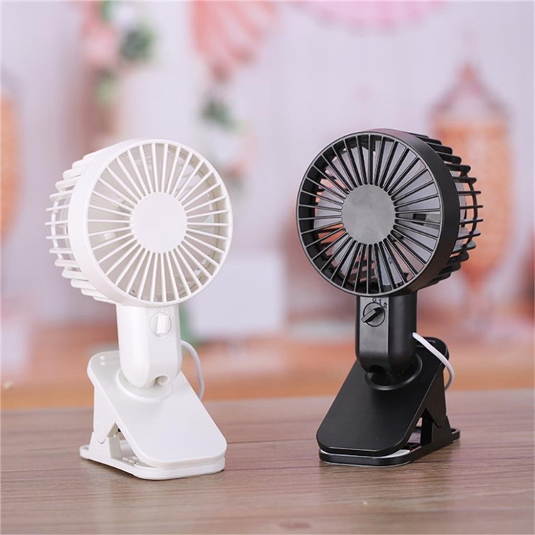 Portable Double Turn Leaves Fan USB Table Stand Fan 2-Speed Wind Adjustable - White-5